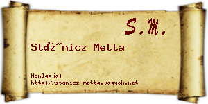 Stánicz Metta névjegykártya